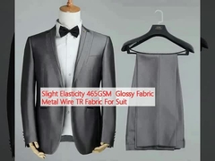 Lichte elasticiteit 465GSM Glanzend stof Metalen draad TR Stof voor pak